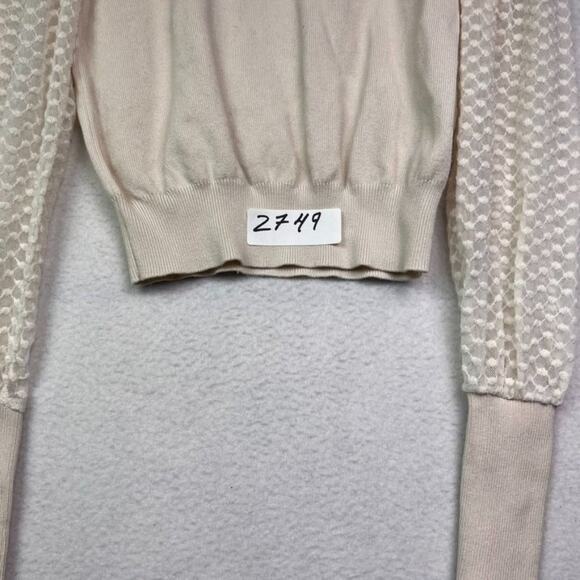 Zara Sweater Womens Small IVory Long Sleeve Turtleneck Knit - Picture 5 of 9